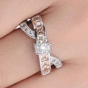 💞 925 Silver Plated Champagne CZ Punk Party Cocktail Ring for Women, GPMB1402